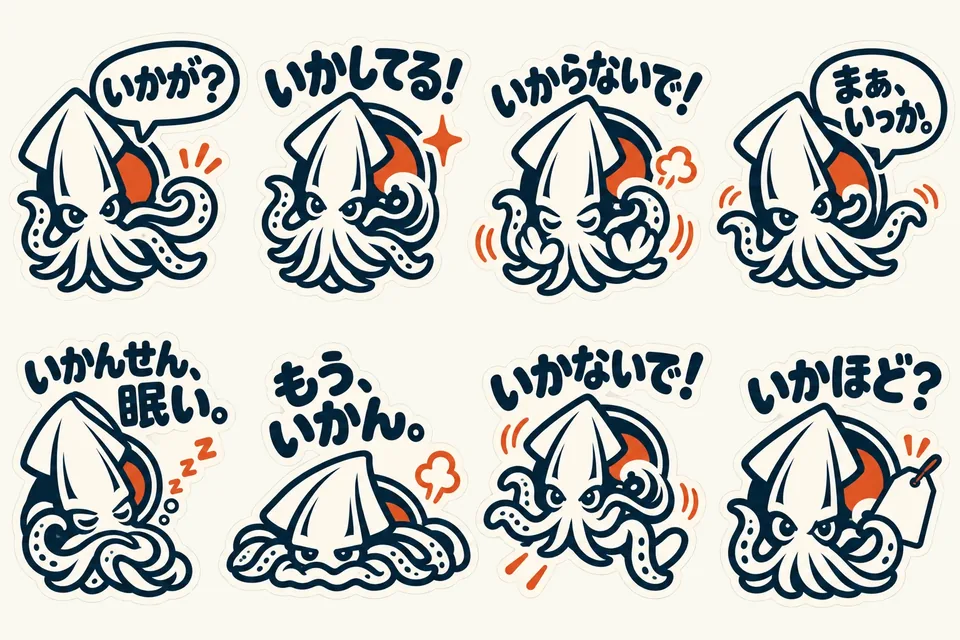 山口イカ部のLINE動くスタンプ Vol.1の一覧